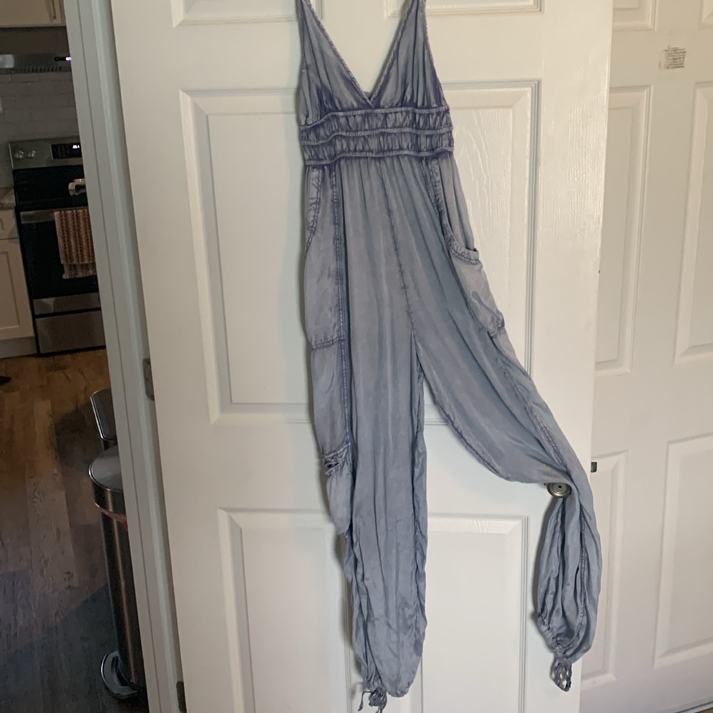 “OutFromUnder” UrbanOutfitters. S-P Halter/type jumpsuit. Faded blue Jean color.